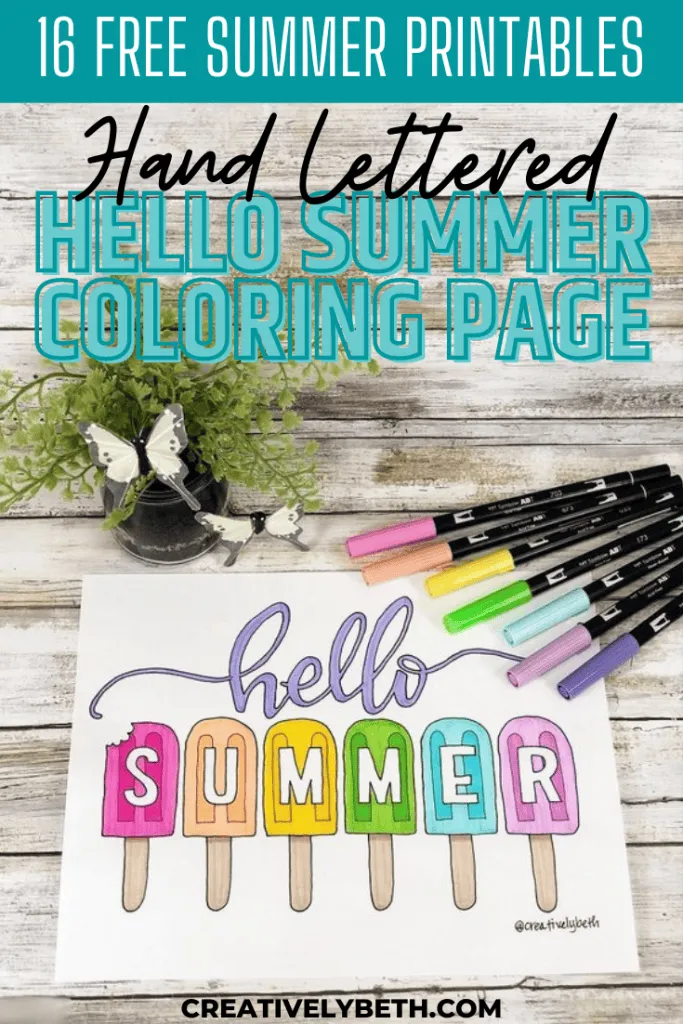 Hello Summer FREE Printable and Coloring Page