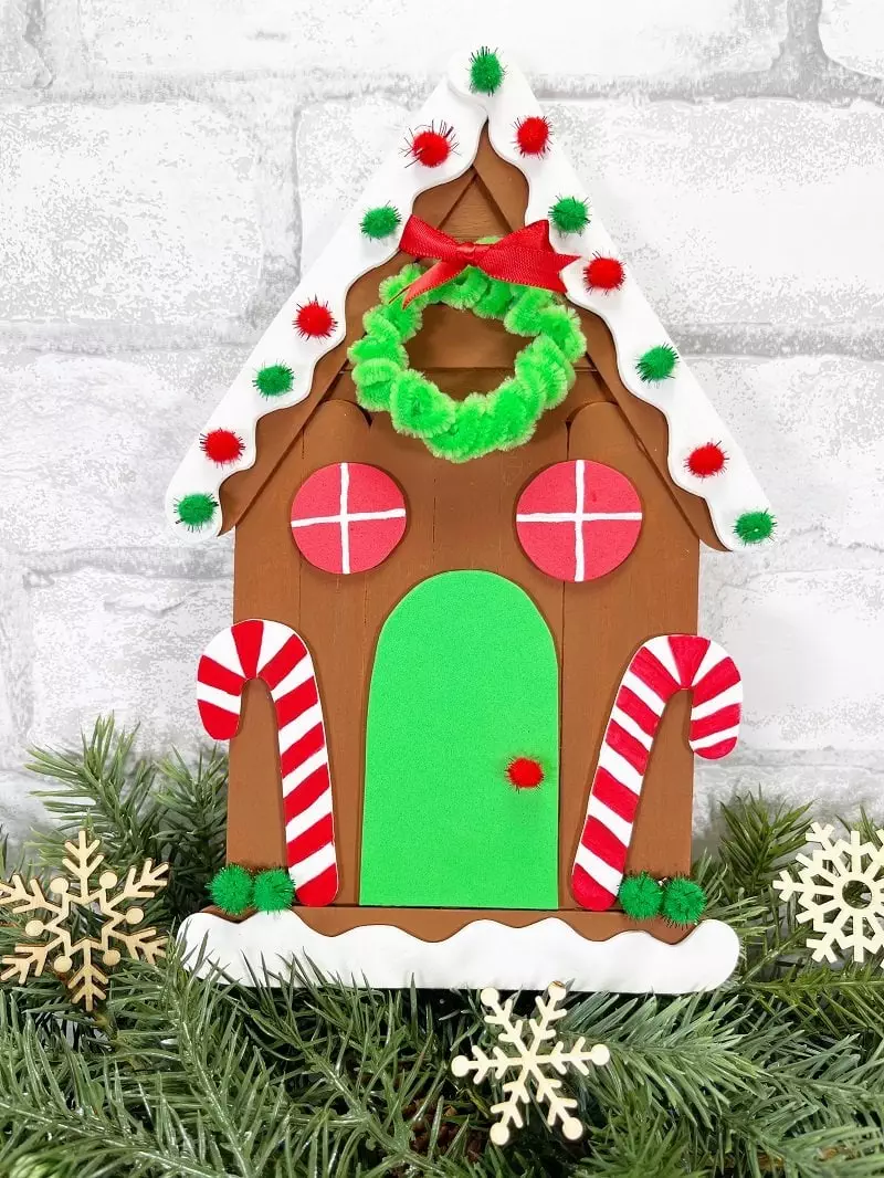 Dollar Tree Christmas Craft Stick Gingerbread House