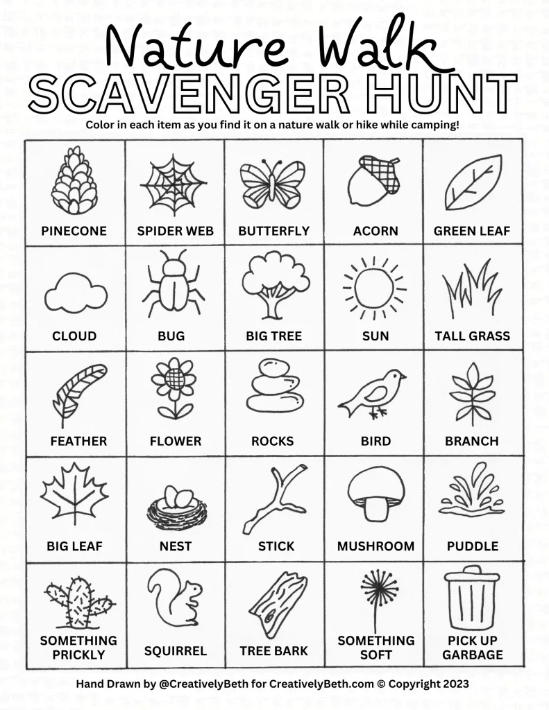 Free Camping Scavenger Hunt Printable